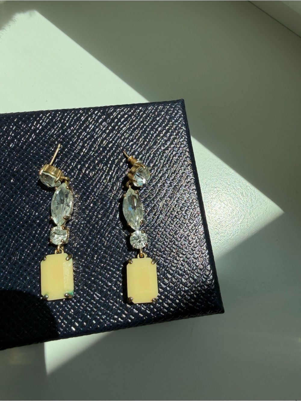 Banana Republic Gold-Tone Drop Earrings with Pale Yellow Stones